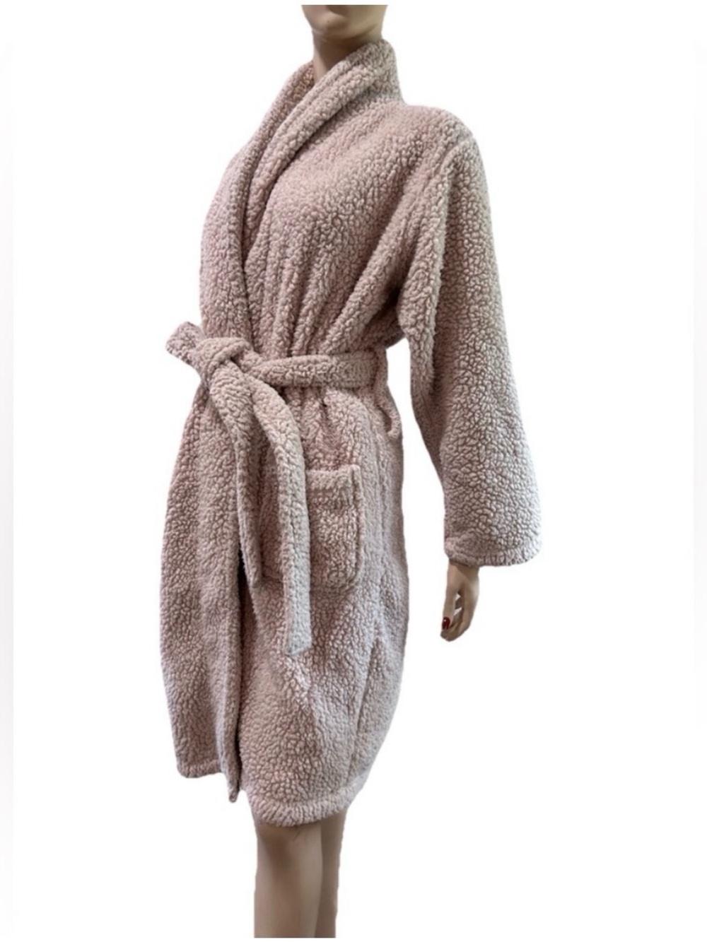 Pottery Barn Plush Sherpa Robe in Light Blush